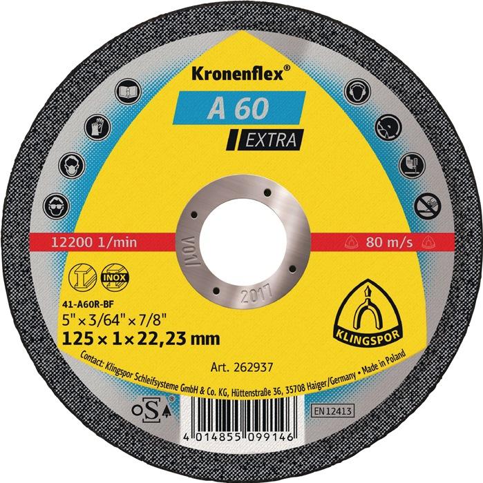 Disque à tronçonner A 60 Extra - D125x1 mm - Inox - Perçage 22,23 mm - KLINGSPOR_0