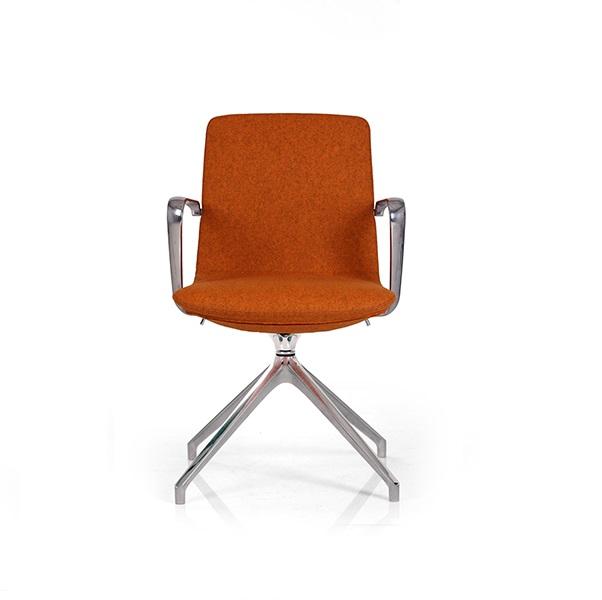 Elia fauteuil visiteur - accotoirs fixes chromés - assise et dossier tapissés - piétement 4 branches en aluminium poli_0
