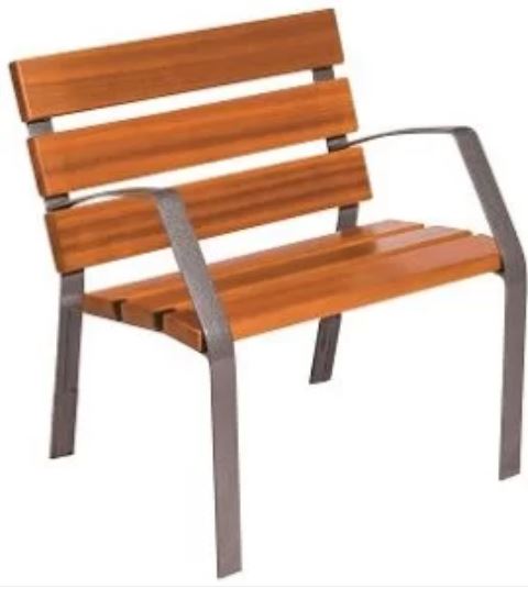 Fauteuil Modo-08 - 6 lames en bois exotique - longueur 70 cm - piétement en fonte ductile - visserie inox_0
