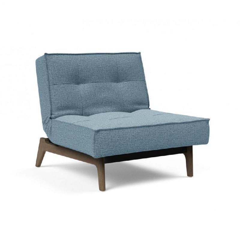 Innovation Living - Fauteuil Splitback Eik Convertible Lit 90x115 cm - Pieds en Chêne Noyer - Tissu Mixed Dance Light Blue_0