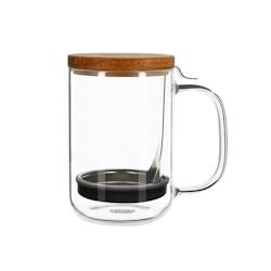 Ogo Living - Mug Cafe Press Romeo 450ml En Verre Avec Couvercle Bois - 3256391012246_0