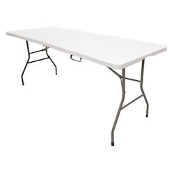 TheHomeWeeks Table pliante à usage public 240 x 75 x 74 cm – Plateau portable en PEHD 4 cm The HomeWeeks - blanc plastique 8437027003004_0