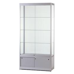 Vitrine Argent Eclairée avec Rangement 100x40x200cm SARAZINO Vitrines - 3701478500302_0