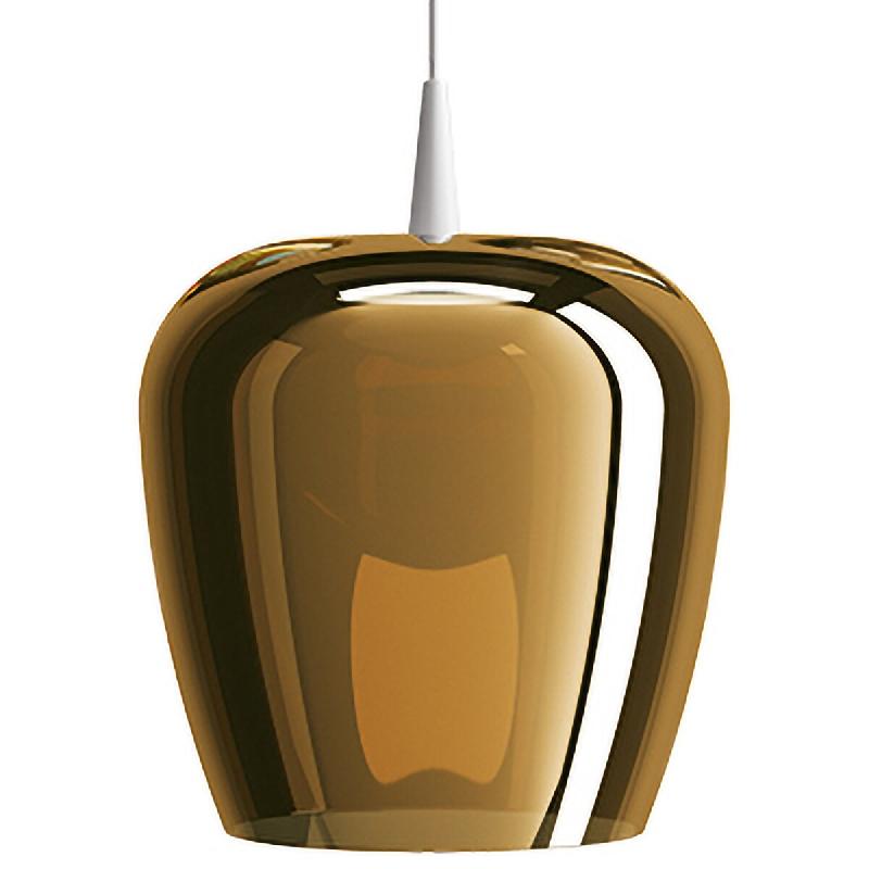 Zafferano Suspension Bilia 230V nue avec diffuseur en verre borosilicaté soufflé à la bouche, finition Blanc et Bronze, LED 8W 3000K - multicolore_0