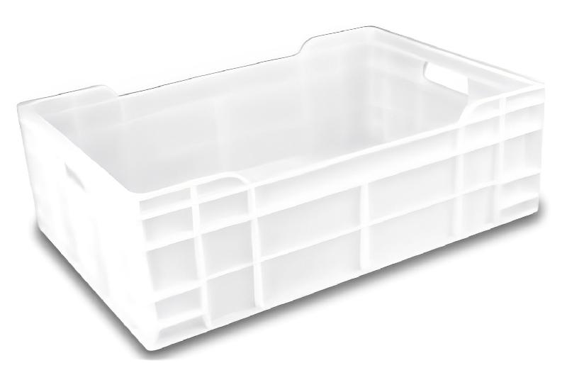 Bac gerbable 600 x 400 avec poignées - Fond plein ou ajouré - PEHD - Norme Europe - Blanc ou gris_0