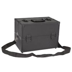 Caisse à Outils PEREL avec Compartiments Amovibles - Serrure à Clé - 360 x 220 x 250 mm - Noire - 3701123995958_0