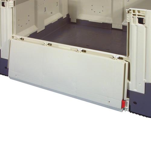 Caisse palette plastique pliable pleine 1 porte 2 semelles 1200 x 800 x 805 mm Ivoire Noir - Réf : CAI123CP1208006_0