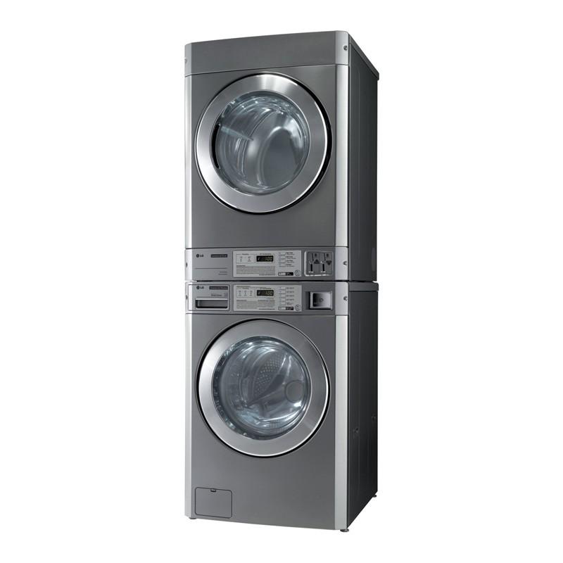 Colonne lave linge et sèche linge professionnel avec monnayeur à pièces intégré 11 kg séchoir