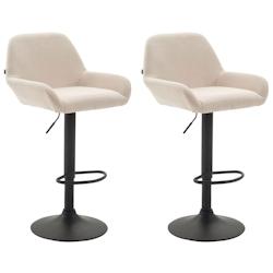 Décoshop26 - Lot de 2 tabourets de bar moderne et confortable en tissu crème pieds trompette en métal noir TDB10226 - noir 3000891469600_0
