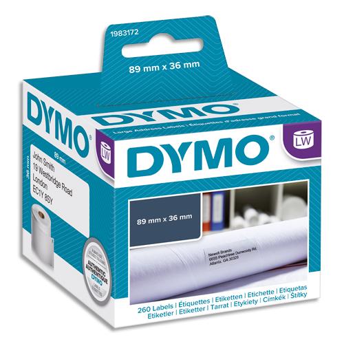 Dymo boîte de 260 étiquettes lw addresse grand format petit volume 89x36mm 1983172_0