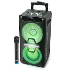 Enceinte DJ - Muse M-1920DJ sur Batterie, 300W, CD, Bluetooth et Effets LED (USB, AUX, Télécommande), 1 microphone VHF sans fil - 3666638049049_0