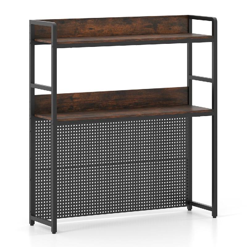 Helloshop26 - Étagère de bureau à 2 niveaux 94 x 27 x 103 cm rangement personnalisé durable style industriel en bois brun rustique 20_0014756 - 30_0