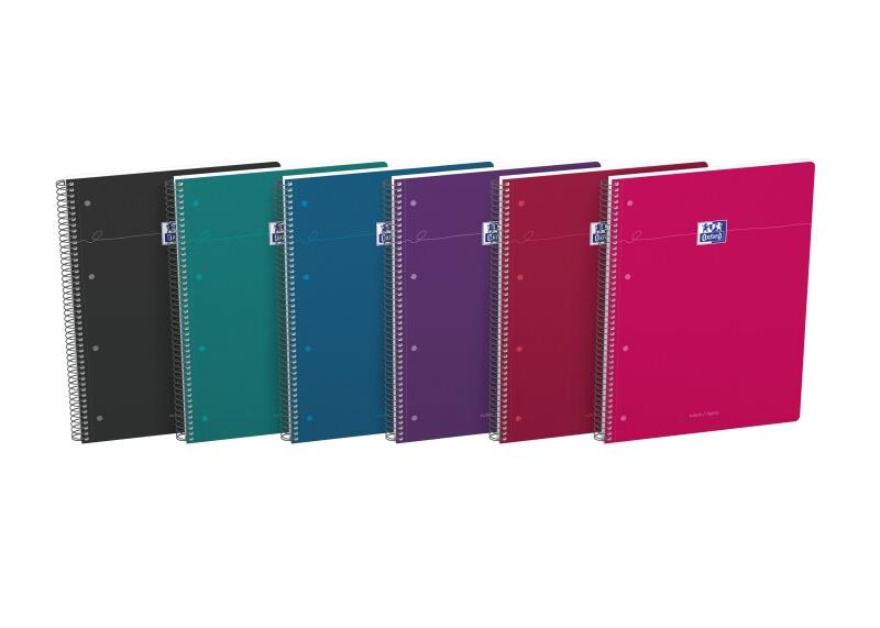 Oxford Lot de 5 Cahier Smart rel. Spirale A4+, 160p./80 feuilles 90g/m², ligné, coloris assortis (6) - 8412771053635_0