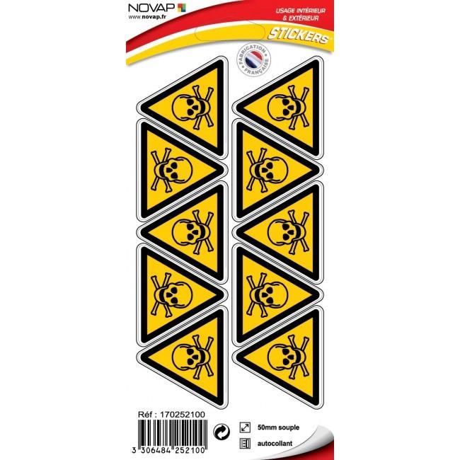 Planches de 6 panneaux adhésifs triangles 100x100x100 mm dangers - PADTPN-NV02/DGM_0
