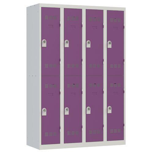 Vestiaire multicases 2 cases par colonne serrure 4 gris clair violet_0