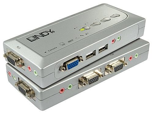 Commutateur KVM compact 4 ports USB avec audio - câbles inclus - Lindy 32827_0
