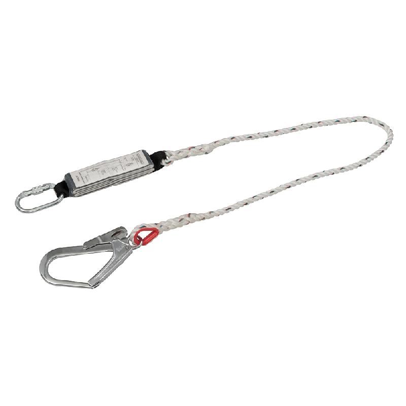 Longe d'absorption d'énergie 1,5 m Silverline 253162 - avec crochet et mousqueton en acier allié forgé, corde en nylon résistante_0