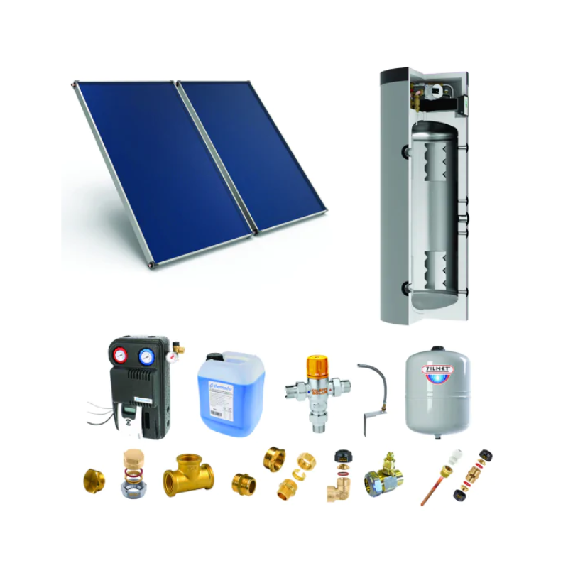 Astrea Pack E - SSC toiture incliné 2 capteurs solaires, ballon combiné 200L production ECS instantanée, kit accessoires - Thermador - PSOLCHECSPBM22_0