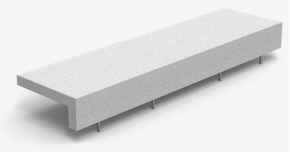 Banc public ELA UM371L - Siège en béton armé hydrofuge, structure en acier inoxydable_0