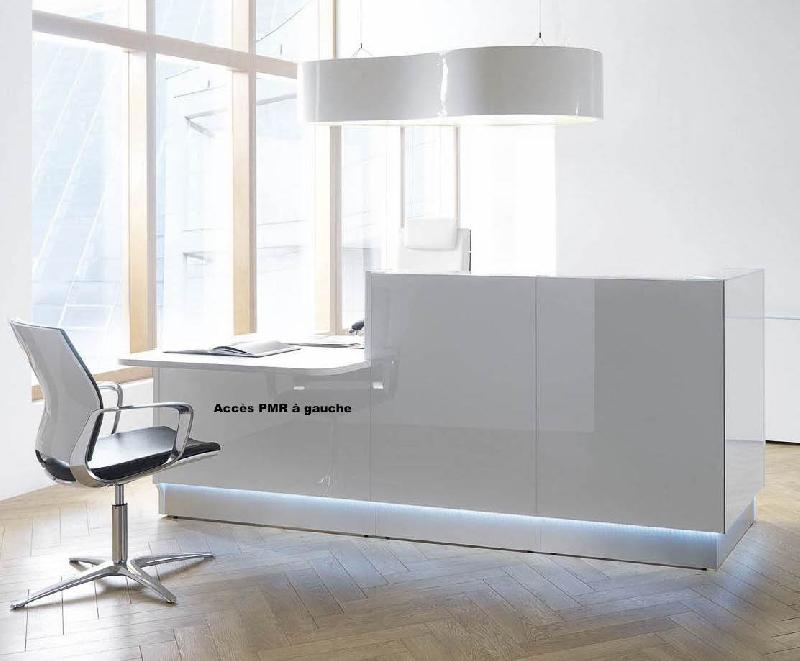 Banque d'accueil lumineuse droite série Linea avec accès PMR - MDD - Gauche, Blanc_1