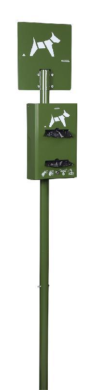 Borne propreté canine HYGECA sur poteau - rouleaux (Vert Olive)_0