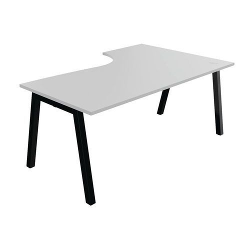 BUREAU COMPACT PARTAGE RETOUR GAUCHE 180 CM GRIS / NOIR - BURONOMIC