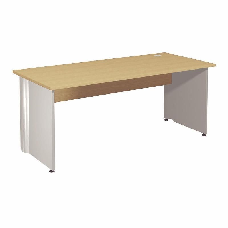 BUREAU DROIT ACTIVITY - L. 180 X P. 80 CM - PLATEAU POIRIER - PIEDS PLEINS 'ALUMINIUM'