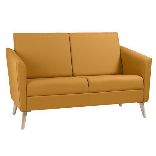 CANAPÉ WIND PIED BOIS DOSSIER HAUT TISSU POLYESTER M1 SAFRAN - GGI