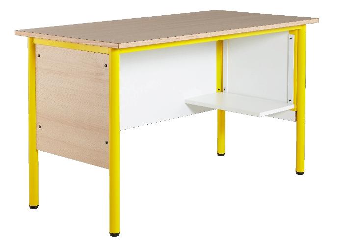 CHAIRE DE PROFESSEUR,TABLETTE REPOSE-SAC, PLATEAU BEIGE, CHANTS ALAISÉS, JAUNE - MANUTAN COLLECTIVITÉS