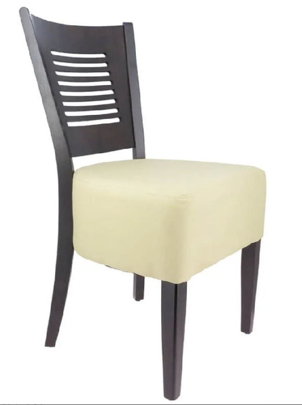 Chaise d'intérieur Amilly en bois assise tapissée en simili cuir beige -par 2 Valero_0