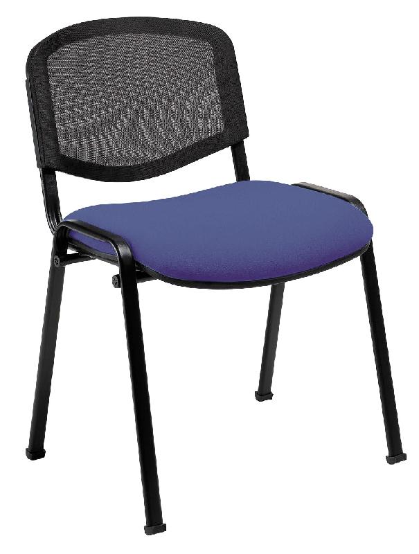 Chaise de collectivité Iso - Dossier résille noir - Empilable - Assise rembourrée M1/M2 - Piètement acier chromé ou époxy_0