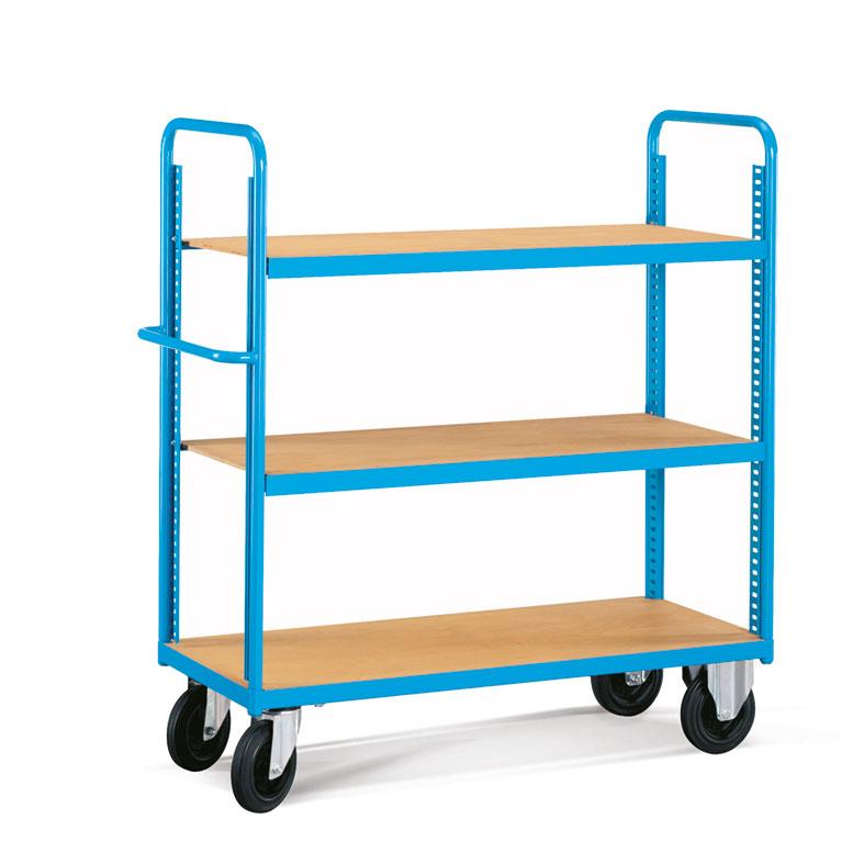 Chariot 3 plateaux bois réglables - Malimo - 500 kg - Tablettes inclinables - Roues Ø200 mm_0