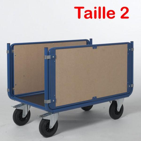Chariot modulable 2 ridelles en bois - Dimensions utiles 1150 x 620 mm - Charge maximale 500 kg - Marque Rolléco_0