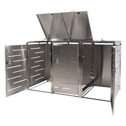 Décoshop26 - Abri poubelles en 3 parties verrouillable 117x197x80 cm acier inoxydable 04_0006553 - 3000261820147_0