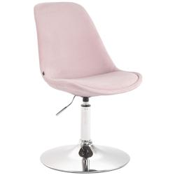 Décoshop26 - Chaise de salle à manger en velours rose hauteur réglable pied métal aspect chromé trompette CDS101120 - 3000436469607_0