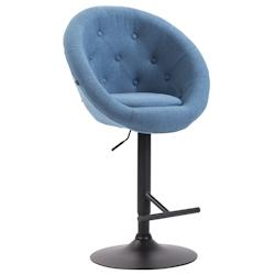 Décoshop26 - Tabouret de bar design moderne forme œuf capitonné avec repose-pieds en métal noir tissu bleu TDB10321 - bleu 3000508969608_0
