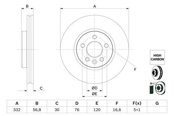 Disque de frein Bosch 0986479F04 - ventilé - côté avant - boîte de 1 disque_0