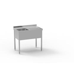 ERATOS Plonge Gamme 600 - Inox AISI-304 18/10 - 1000x600x850 - 1 Cuve 400x400x250 - Égouttoir à Droite - FGB-106/11D_0