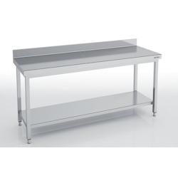 ERATOS Table Adossee Profondeur 600 - Avec Etagere - 2400X600X850 - Livree Demontee MMD60-240 - Acier inoxydable 18/10 MMD60-240_0