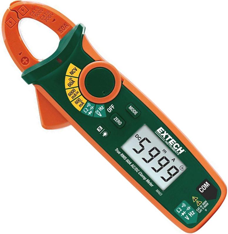PINCE AMPÈREMÉTRIQUE TRMS, 60A AC/DC, 600V AC/DC, OUVERTURE MÂCHOIRE 18MM - EXTMA63