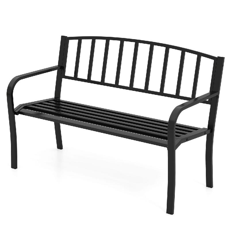 Helloshop26 - Banc de jardin 127 x 59 x 85,5 cm pour 2-3 personnes avec dossier incurvé et confort optimal en métal noir 20_0010578 - noir métal 30_0