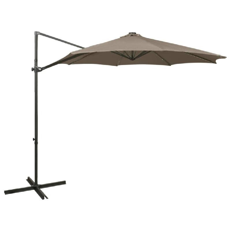 Helloshop26 - Parasol meuble de jardin déporté avec mât et lumières led 300 cm taupe 02_0008535 - aluminium 3000455547768_0