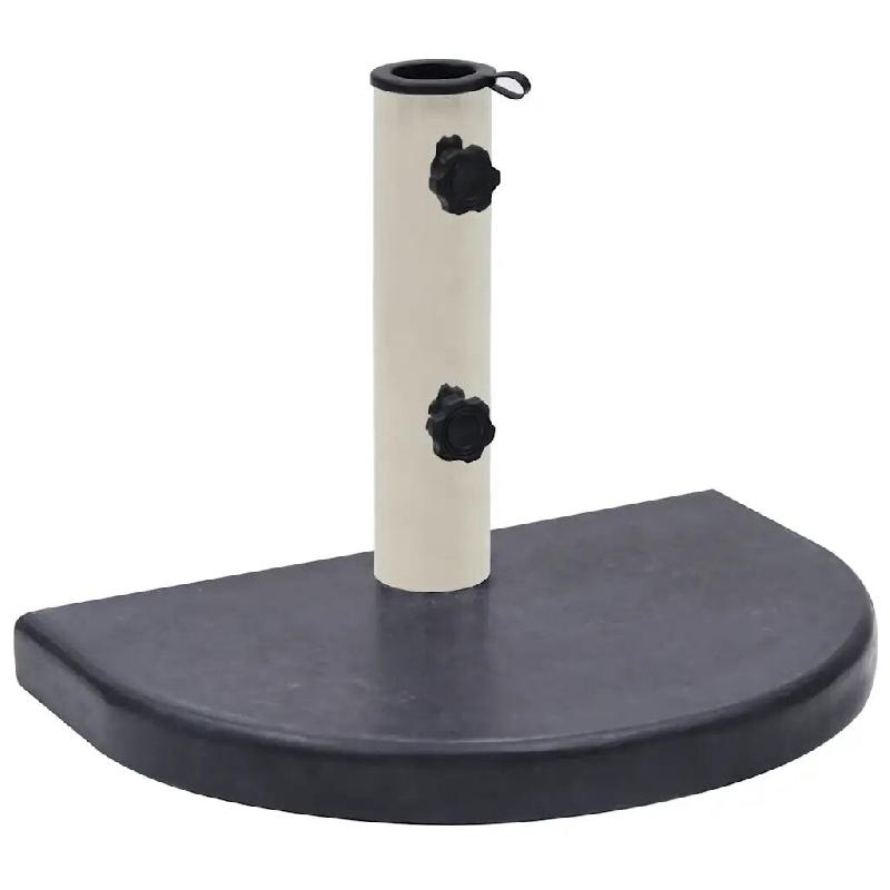 Helloshop26 - Socle de parasol demi-rond robuste 40 x 28 x 4 cm pour extérieur élégant en granite noir 02_0046508 - noir inox 3000234273185_0