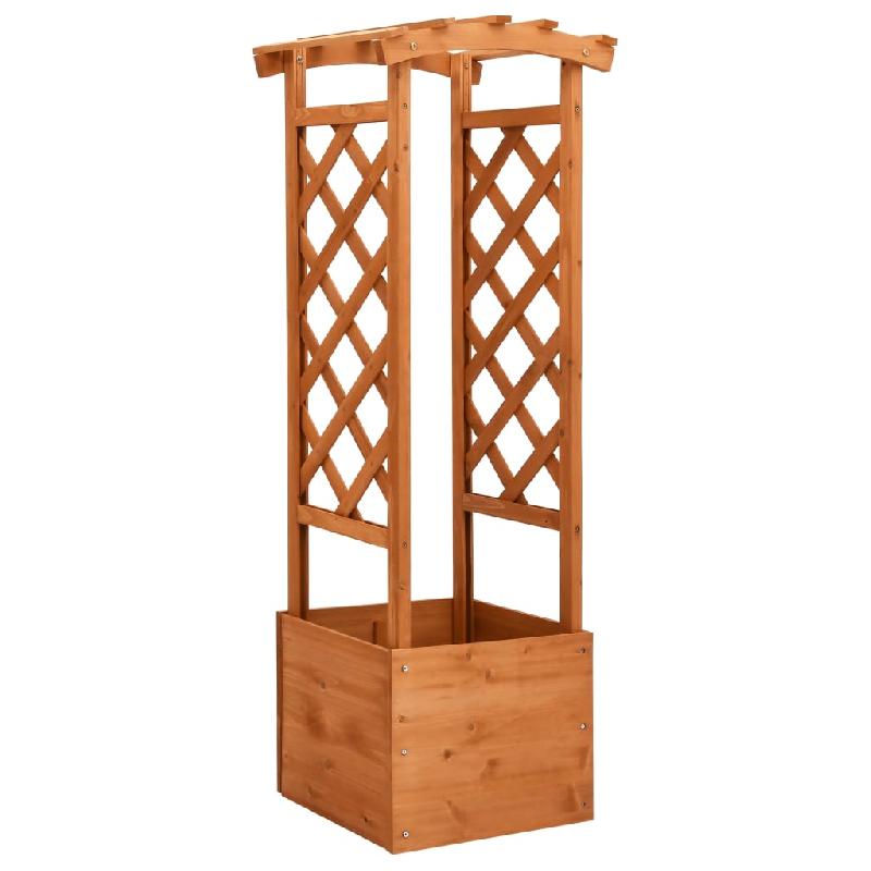 Jardinière à treillis avec arche - 49 x 39 x 130 cm - Bois de sapin massif - Référence 02_0000873_0