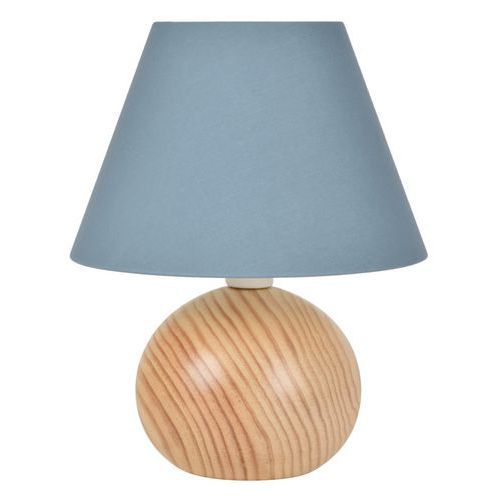 LAMPE BOULE EN BOIS. ABAT-JOUR CONIQUE EN COTON PÉTROLE - COREP