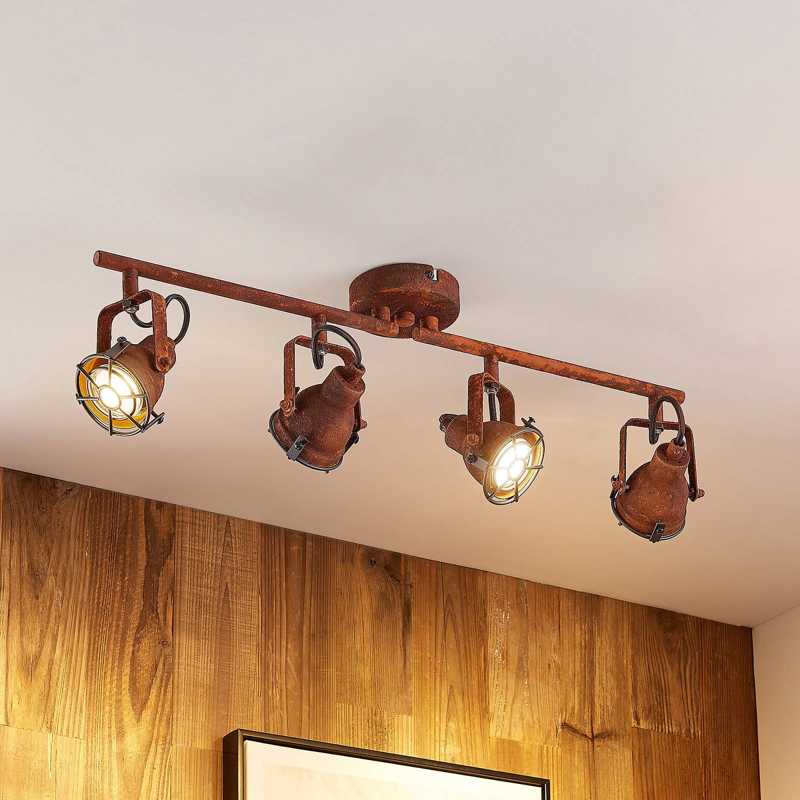 LINDBY SCABRA SPOT POUR PLAFOND ROUILLE, 4 LAMPES