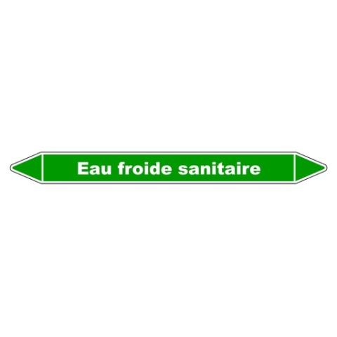LOT DE 3 - MARQUEUR DE TUYAUTERIE - EAU FROIDE SANITAIRE - NFX 08-105 250 X 26 MM