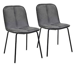 Oviala Business Lot de 2 chaises en métal et textile enduit grises - gris Bois massif 111738_0