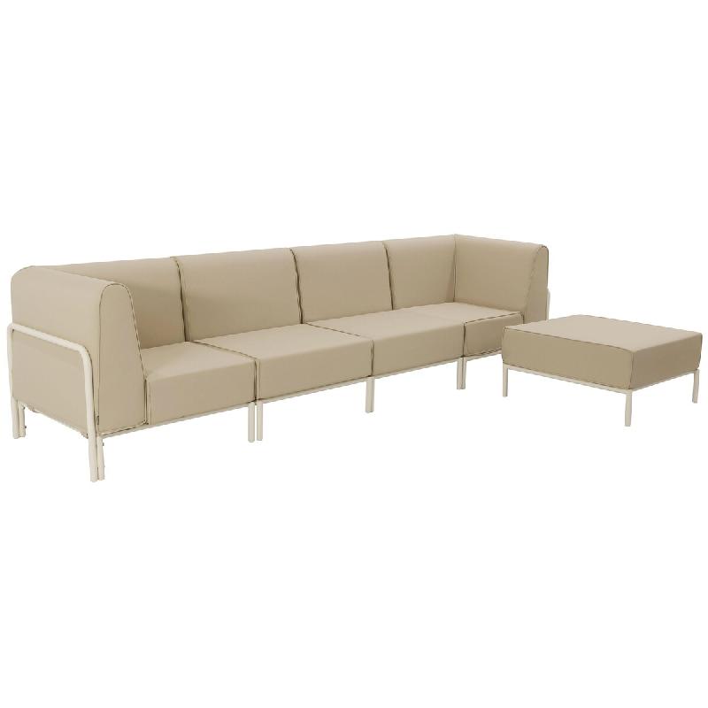 Oviala Business Salon de jardin bas modulable uni 5 places beige Oviala 288 x 80 x 78 cm - beige polyester 115927_0