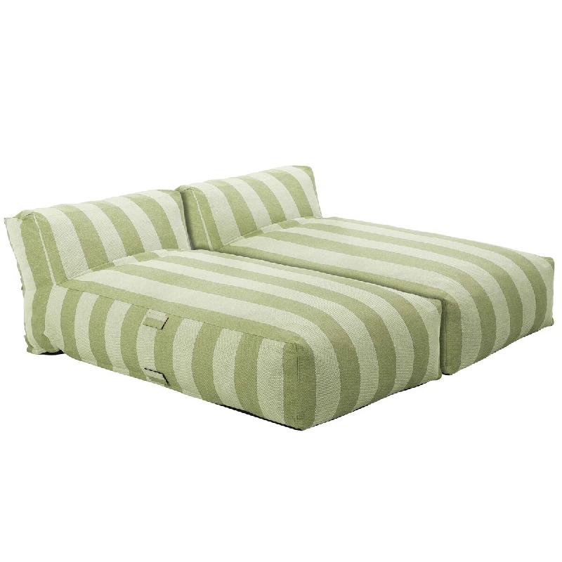 Oviala Business Salon de jardin modulable avec 2 méridiennes rayées vert cactus - vert polyester 115633_0